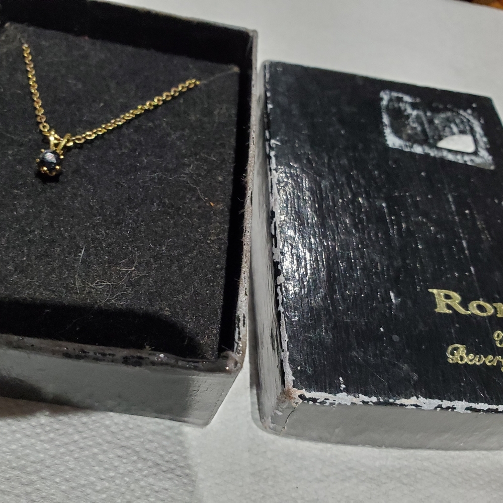 Gold Necklace with Blue Pendant